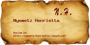 Nyemetz Henrietta névjegykártya
